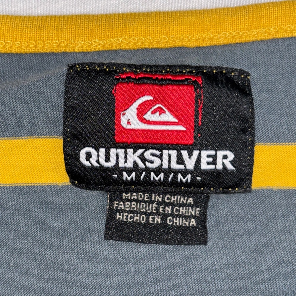 Quiksilver Mens Striped Tank Top Medium Red Yellow Grey Colorblock Surf Shirt - Picture 3 of 7